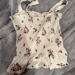 Rue21 Floral Smocked Camisole in White and Pink
